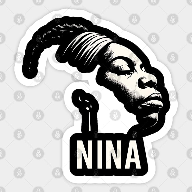 Nina Simone – Legendary Singer & Activist, Black History Month Shirt, Jazz Soul Music Icon Graphic Tee Sticker by UrbanLifeApparel
